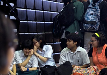Uniting cultures, sharing languages: Okinawa students visit Kubasaki high school