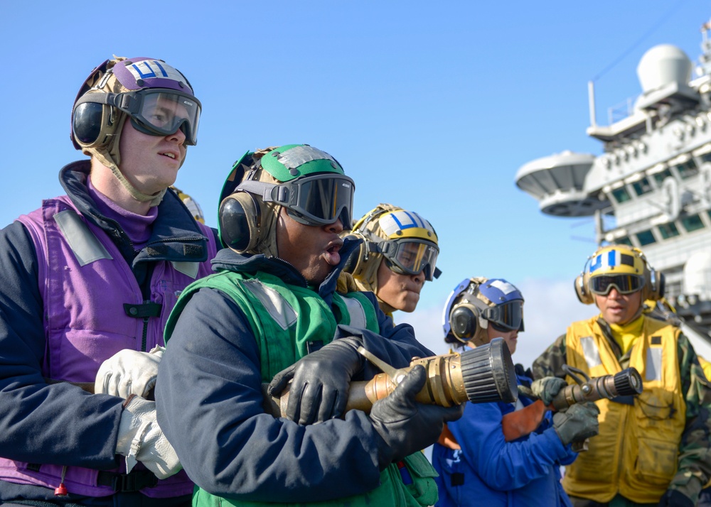 Nimitz conducts flight deck drills