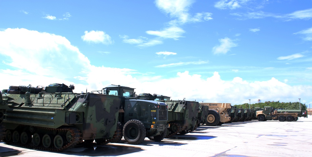 Marines land in Apra Harbor to offload tanks, equipment