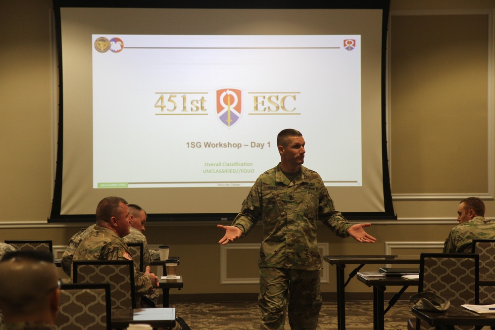 Sergeant Major Dailey visits 451st ESC First Sergeant Workshop