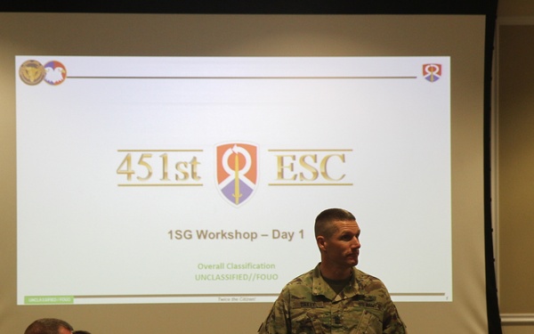 Sergeant Major Dailey visits 451st ESC First Sergeant Workshop