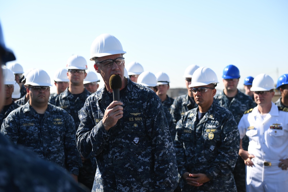 Rear Adm. Buck Honored at All-Hands Call