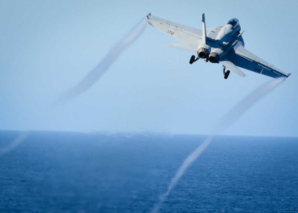 F/A - 18E takes off from Nimitz