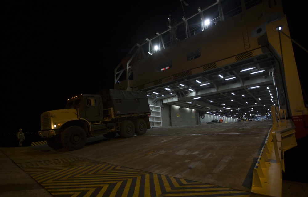 U.S. Marines move equipment from the Marine Corps Prepositioning Program for Exercise Reindeer II