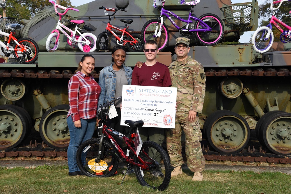 Staten Island Boy Scout buys and builds bikes for New York National Guard Families