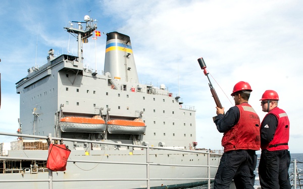 USS Lake Champlain (CG 57) Replenishment-At-Sea with USNS Yukon (T-AO 202)