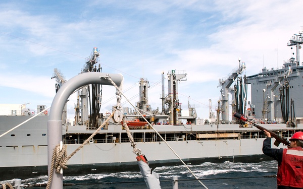 USS Lake Champlain (CG 57) Replenishment-At-Sea with USNS Yukon (T-AO 202)