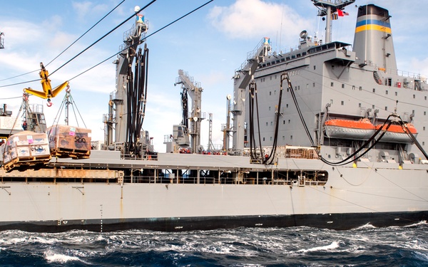 USS Lake Champlain (CG 57) Replenishment-At-Sea with USNS Yukon (T-AO 202)
