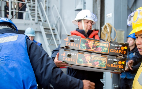 USS Lake Champlain (CG 57) Replenishment-At-Sea with USNS Yukon (T-AO 202)
