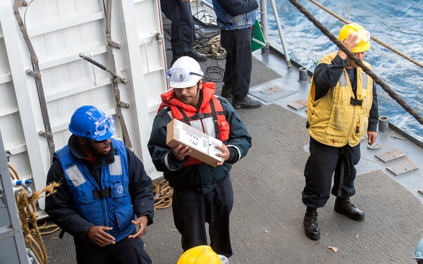 USS Lake Champlain (CG 57) Replenishment-At-Sea with USNS Yukon (T-AO 202)
