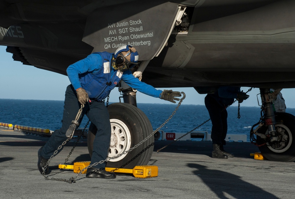 F-35B Lightning II Aircraft land aboard USS America for Developmental Test Phase III