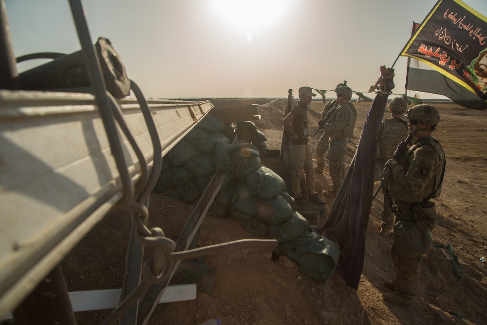 U.S. Soldiers conduct a key leader engagement at Qayyarah West Airfield