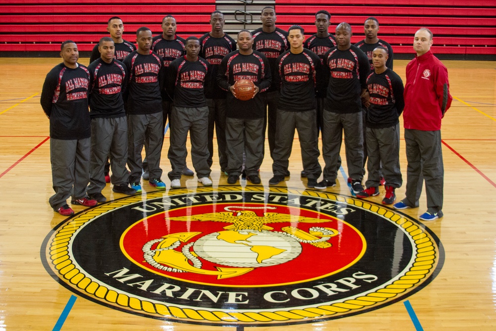 USMC Basketball Team Takes on Men's Armed Forces Basketball Championship