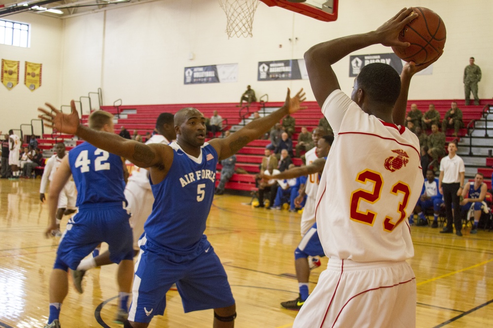 USMC Basketball Team Takes on Men's Armed Forces Basketball Championship