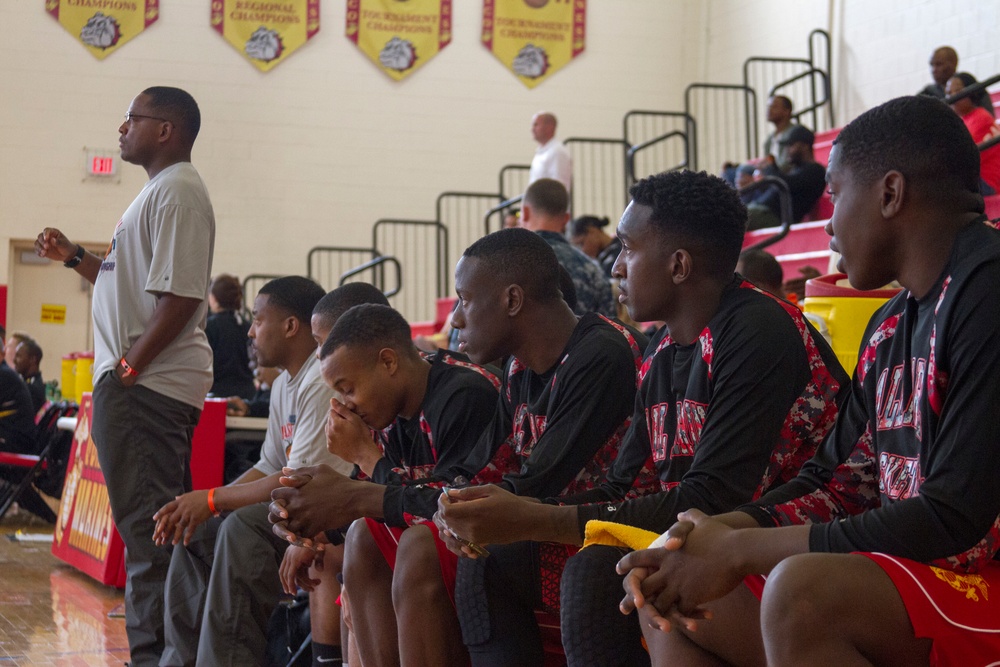 USMC Basketball Team Takes on Men's Armed Forces Basketball Championship