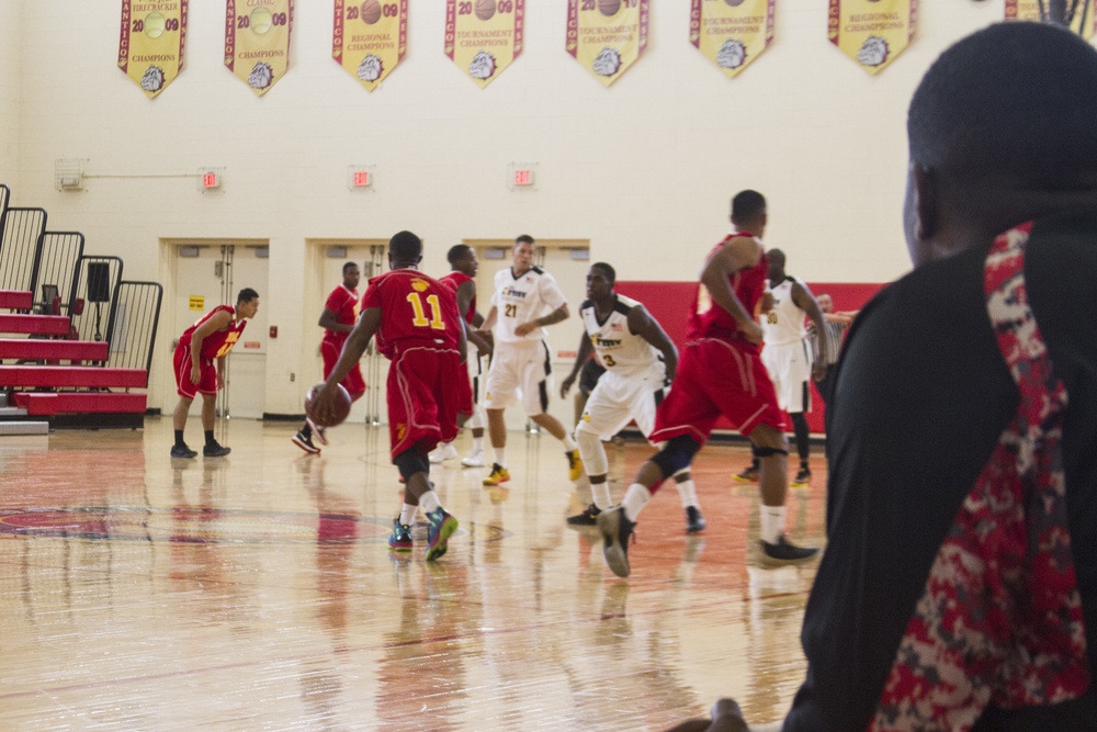 USMC Basketball Team Takes on Men's Armed Forces Basketball Championship