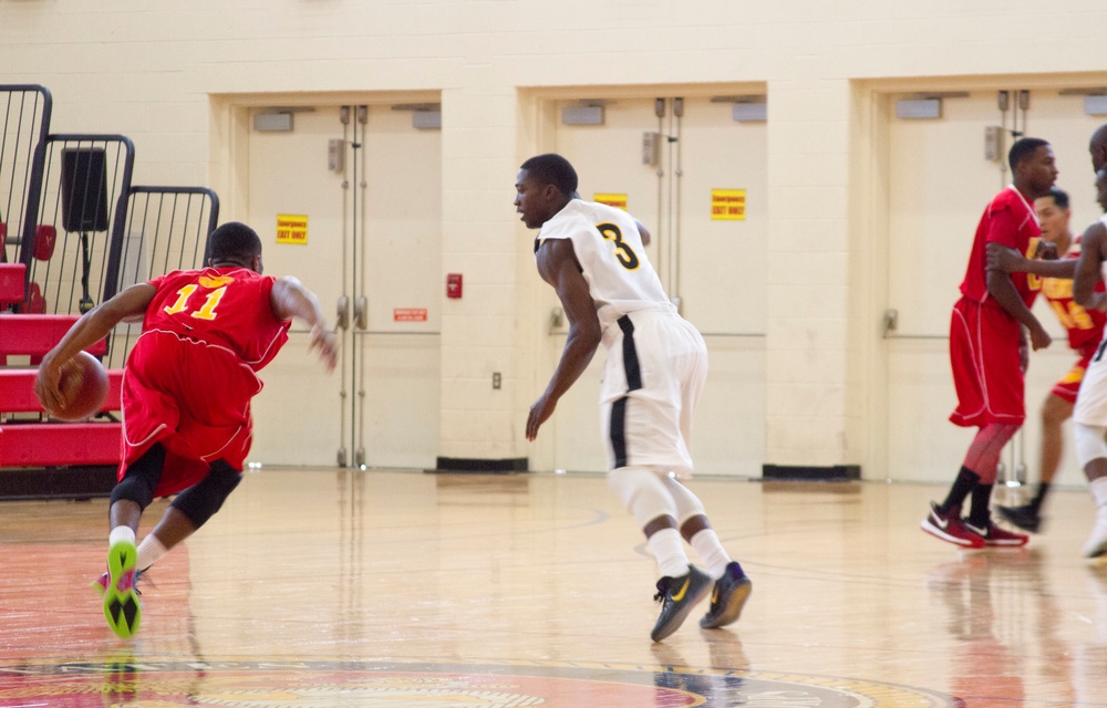 USMC Basketball Team Takes on Men's Armed Forces Basketball Championship