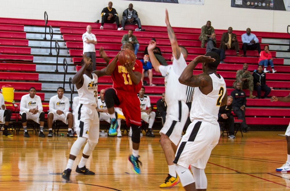 USMC Basketball Team Takes on Men's Armed Forces Basketball Championship