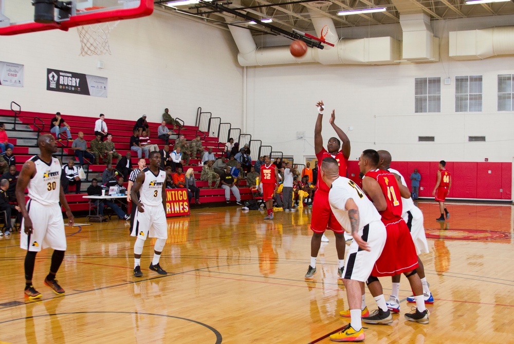 USMC Basketball Team Takes on Men's Armed Forces Basketball Championship