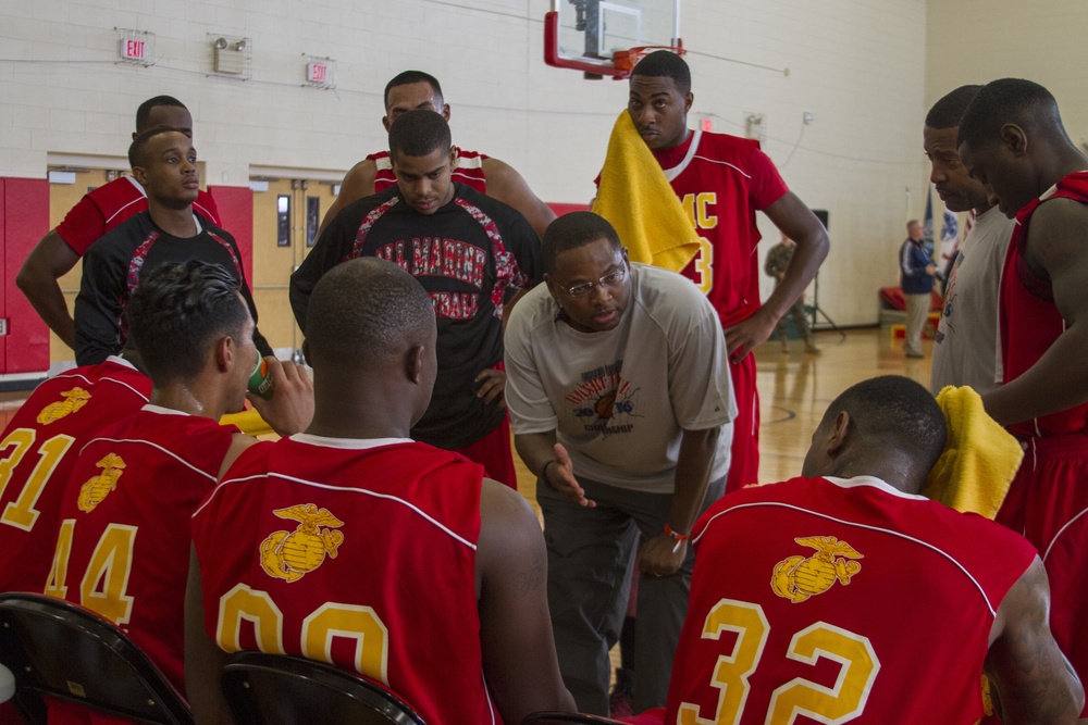 USMC Basketball Team Takes on Men's Armed Forces Basketball Championship