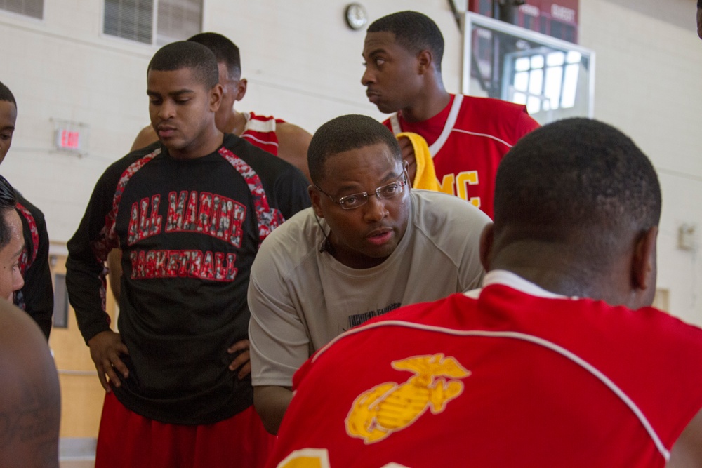 USMC Basketball Team Takes on Men's Armed Forces Basketball Championship