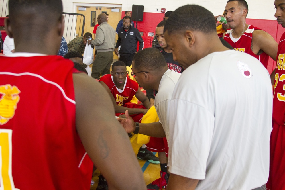 USMC Basketball Team Takes on Men's Armed Forces Basketball Championship