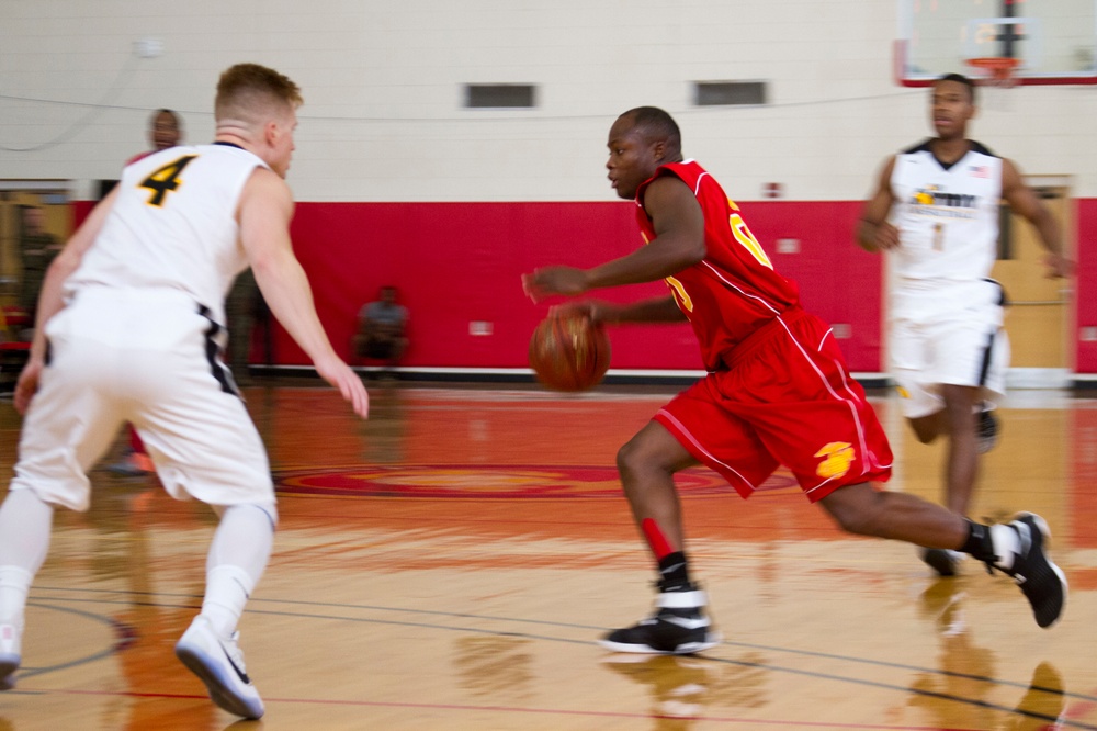 USMC Basketball Team Takes on Men's Armed Forces Basketball Championship