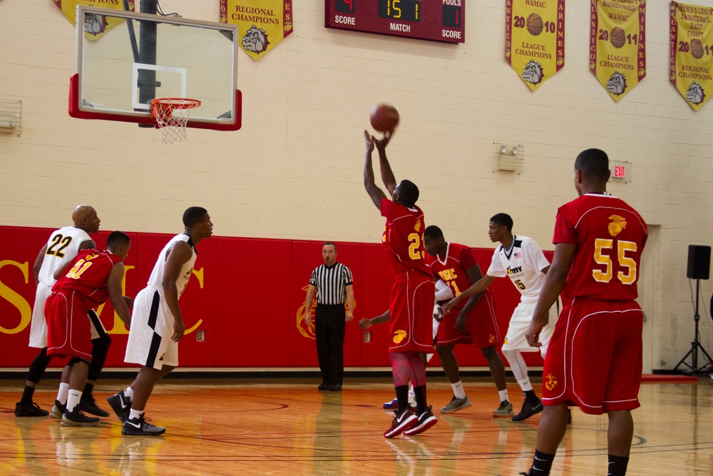 USMC Basketball Team Takes on Men's Armed Forces Basketball Championship