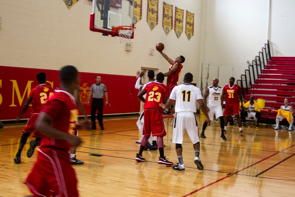 USMC Basketball Team Takes on Men's Armed Forces Basketball Championship