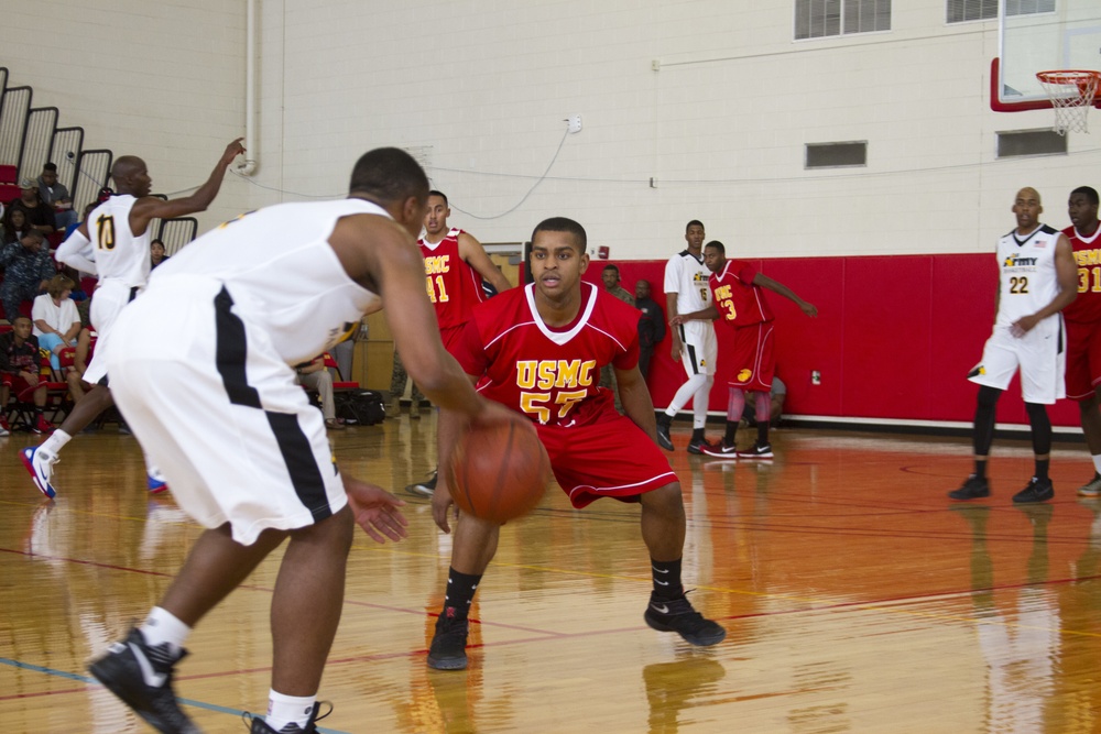 USMC Basketball Team Takes on Men's Armed Forces Basketball Championship