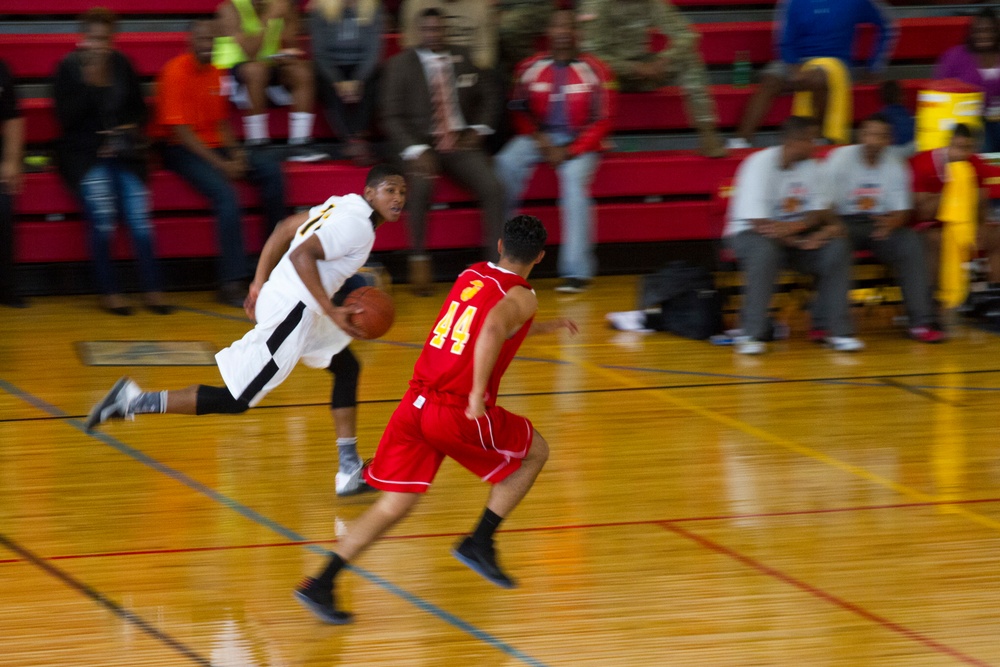 USMC Basketball Team Takes on Men's Armed Forces Basketball Championship