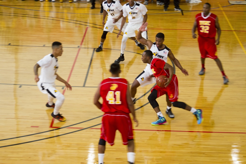 USMC Basketball Team Takes on Men's Armed Forces Basketball Championship