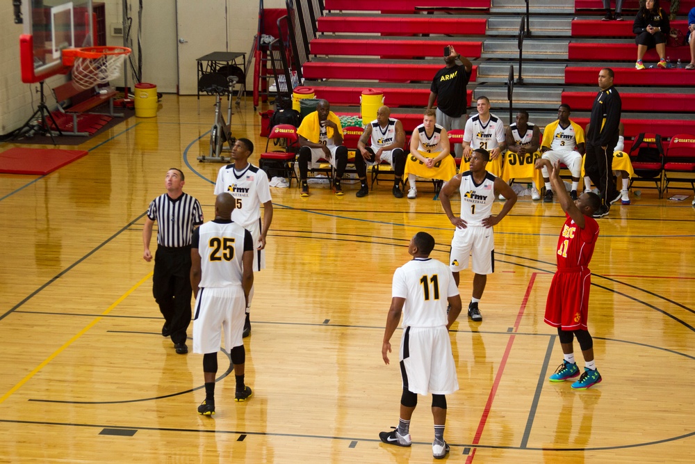 USMC Basketball Team Takes on Men's Armed Forces Basketball Championship