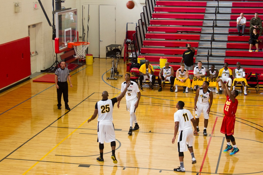 USMC Basketball Team Takes on Men's Armed Forces Basketball Championship