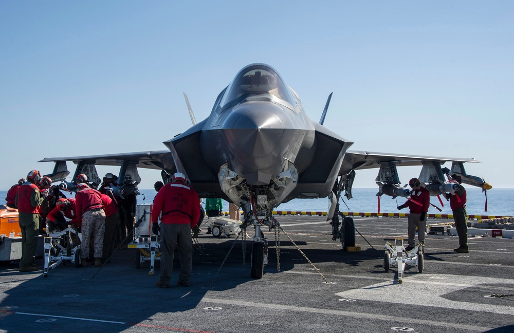 F-35B Lightning II Aircraft land aboard USS America for Developmental Test Phase III