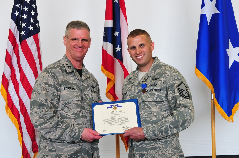 Airman saves lives again, awarded Ohio Cross