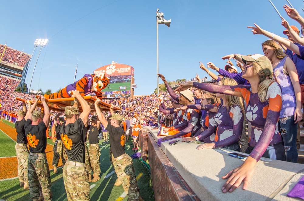 The Clemson Tiger gets ROTC support