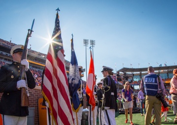 American flag on the side line