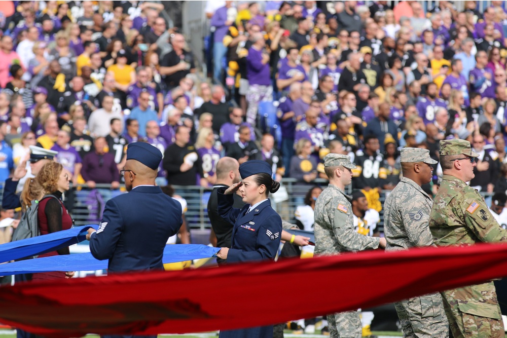 JTF-NCR members participate in Ravens vs. Steelers &quot;Salute to Service&quot; pre-game ceremony