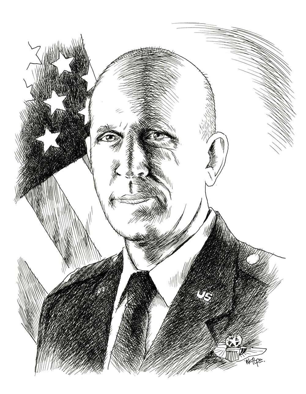 Col. Jay Jensen - pen and ink