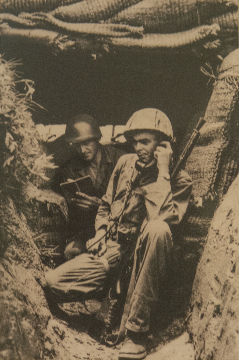 2nd Lt. Bill Funchess in a bunker near Taejon