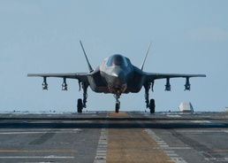 F-35B Lightning II Aircraft land aboard USS America for Developmental Test Phase III