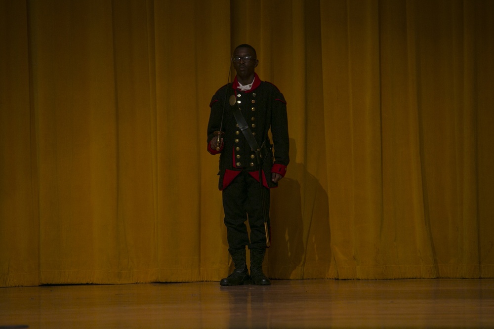 Kubasaki High School Junior Reserve Officer Training Corps cadets participate in Marine Corps uniform pageant