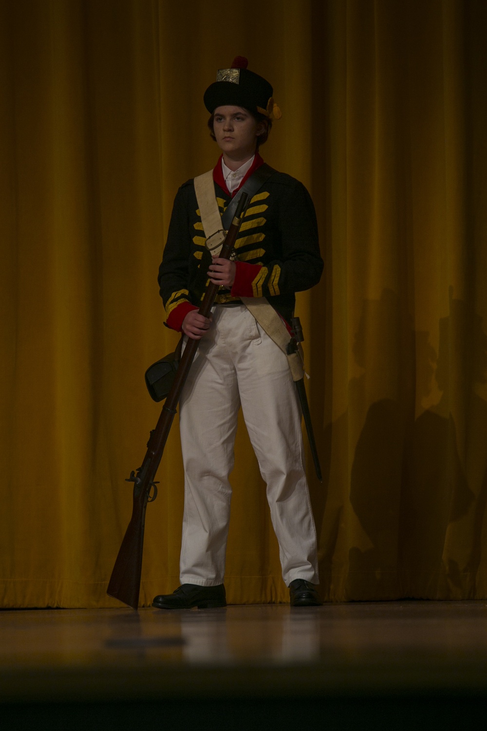 Kubasaki High School Junior Reserve Officer Training Corps cadets participate in Marine Corps uniform pageant