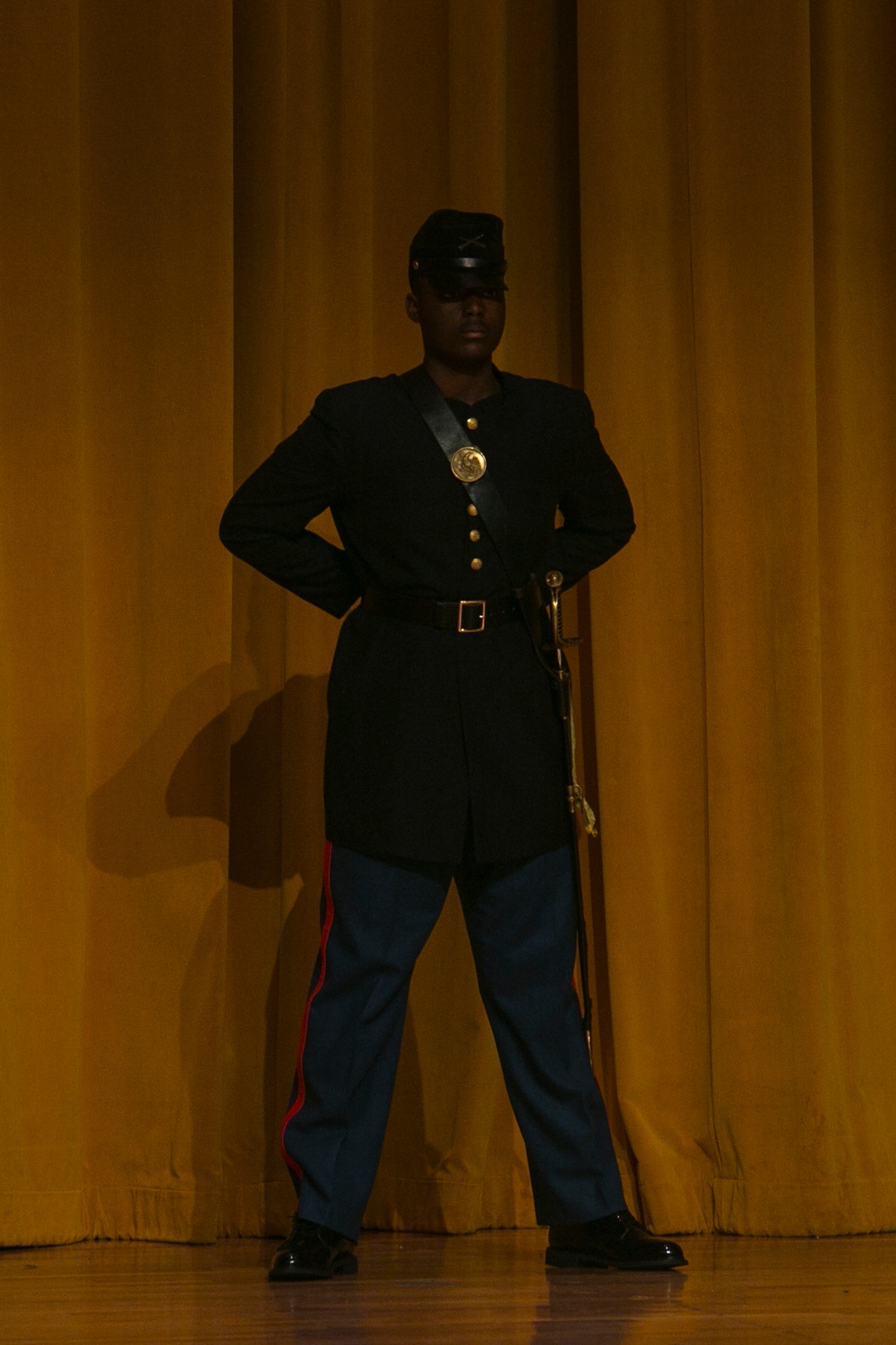 Kubasaki High School Junior Reserve Officer Training Corps cadets participate in Marine Corps uniform pageant