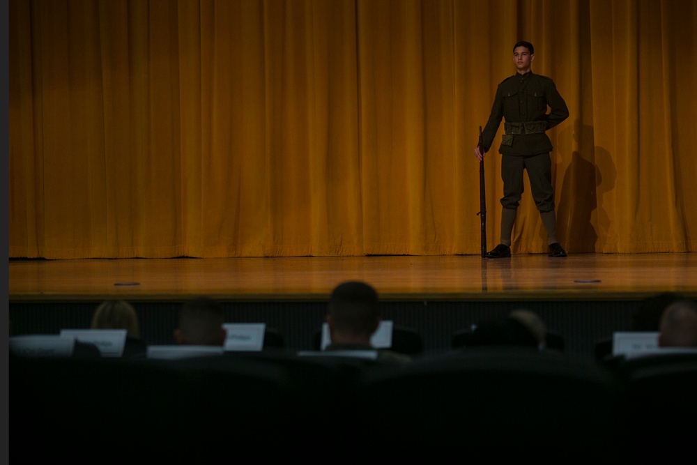 Kubasaki High School Junior Reserve Officer Training Corps cadets participate in Marine Corps uniform pageant