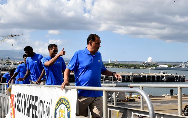 University of Kansas Jayhawks Men's Basketball Tour USS Chafee during ESPN Armed Forces Classic