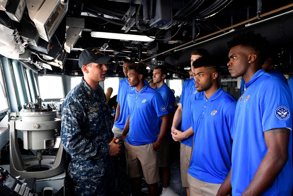 University of Kansas Jayhawks Men's Basketball Tour USS Chafee during ESPN Armed Forces Classic