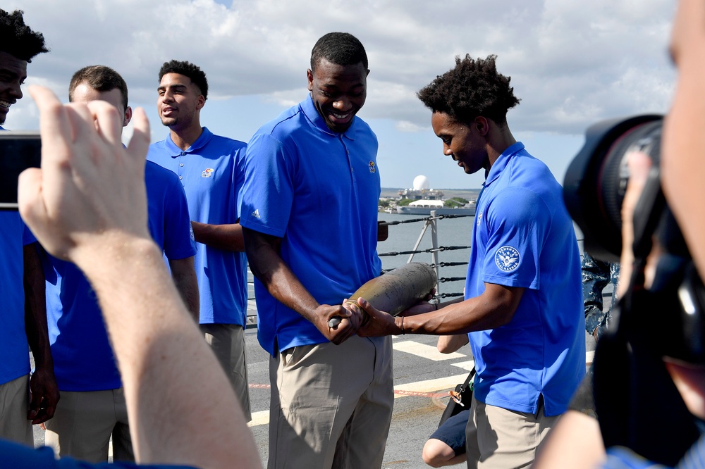 University of Kansas Jayhawks Men's Basketball Tour USS Chafee during ESPN Armed Forces Classic