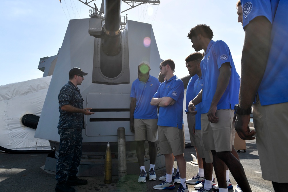 University of Kansas Jayhawks Men's Basketball Tour USS Chafee during ESPN Armed Forces Classic